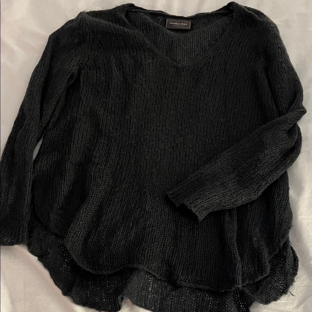 Wooden Ships Grey/Blue V-Neck Women's Sweater